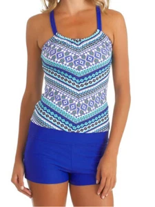 US Womens 2 Piece Tankini Bikini Set Push-up Padded Boyshorts Swimwear Plus Size - Picture 1 of 65