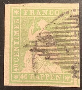 Switzerland/Schweiz 1854-1862 40Rp Strubel Zst.26C, Sc.29 SUPERB USED, cert - Picture 1 of 3