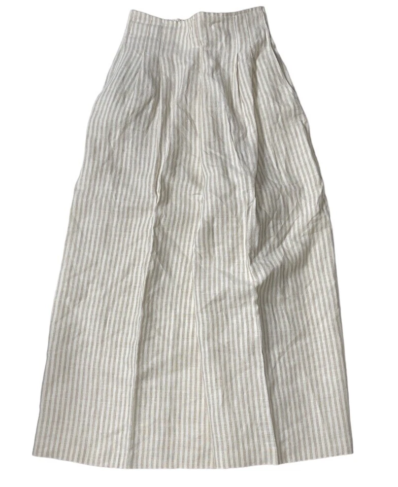 Pantalones de vestir de lino a rayas de pierna ancha Karen Kane usados para mujer (talla 14) Foto 1 de 4