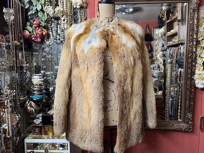 Gorgeous ￼Red Fox 90s Vintage Stylish Collarless Genuine Fur Coat M - Image 1 of 4