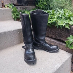 Vintage Black Leather Harness Biker Work Boots Women's Size 7 - Picture 1 of 10