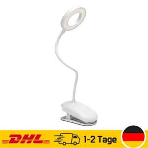LED Klemmleuchte dimmbar USB Akku Leselampe Tischlampe Schreibtisch Leuchte - Bild 1 von 9