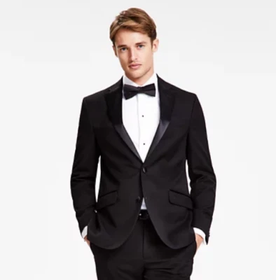 Traje de esmoquin flexible ajustado Kenneth Cole Reaction para hombre chaqueta separada, negro, 42R Foto 1 de 2