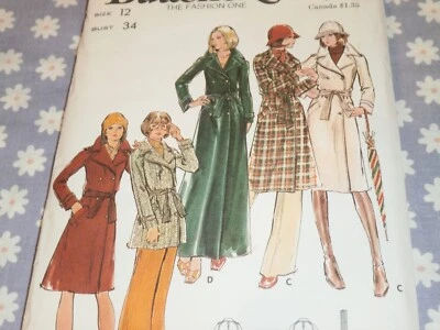 VTG BUTTERICK 3332 MISSES DOUBLE BREAST COAT IN 3 LENGTHS PATTERN-UNCUT-12/34 - Image 1 of 3
