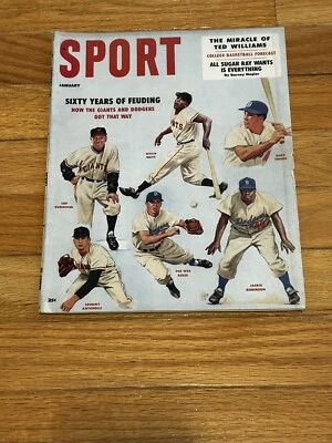 1958 revista deportiva ¡Gigantes/Dodgers grandes! Willie Mays, Jackie Robinson ¡Nuevo! Foto 1 de 4