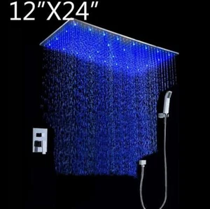 12 "x24" Lujo Doble Función LED Baño Ducha Set Cabeza Válvula de latón Handheld - Imagen 1 de 9