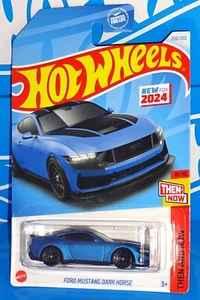 Hot Wheels New For 2024 Then And Now #250 Ford Mustang Dark Horse Satin Blue - Picture 1 of 2