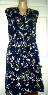NICOLE MILLER ORIGINAL NAVY FLORAL PRINT ELASTIC WAIST DRESS SIZE XXL - Image 1 of 3