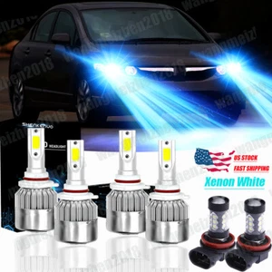 For Honda Civic 2006-2012 2013 2014 LED Headlight High Low Fog Light Bulbs 8000K - Picture 1 of 12