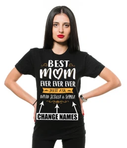 Custom name Mothers day Gift best mom Ever Custom Names Tee shirt - Picture 1 of 2