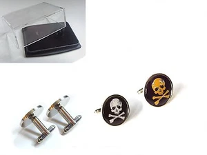 Calavera Y Cruz Huesos Mal Dead Emo Insignia Gemelos Hombre Regalo - Imagen 1 de 4