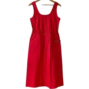 70s Vintage Dress Sasson Paris New York XS cherry Red Sleeveless Retro Pockets - Picture 1 of 13