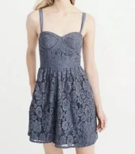 Abercrombie & Fitch Blue Floral Lace Sweetheart Neckline Dress Sz. S NWT! - Picture 1 of 6