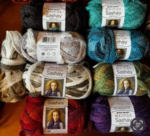 Red Heart Sashay Yarn LOT 6 new, 3 partial skeins rolls Multi Color - Picture 1 of 1