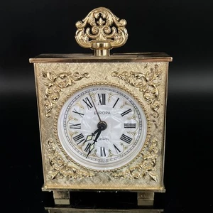 Vtg Europa Germany Jewel Wind Up Alarm Clock MOP Face Collectors Works 4x3 Inch - Picture 1 of 14