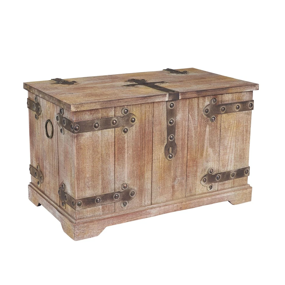 Decorative Trunk, Victorian, Large, Chinese Fir Wood, Aged-Wood Finish with M... - Image 1 of 4