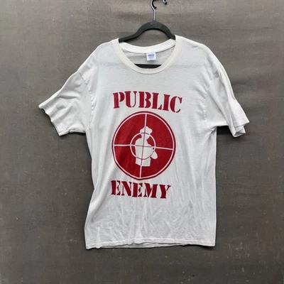 Vintage Public Enemy Shirt Mens XL White Slammer USA Rap Hip Hop Band Tee 90s - Image 1 of 4
