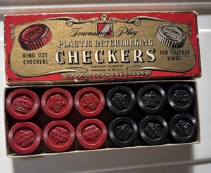 Vintage Transogram King Size Checkers Kunststoff ineinandergreifend 24 Stück Originalkarton - Bild 1 von 4