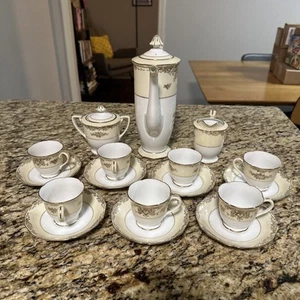 VGT Noritake Morimura Nippon Tea Set – Gold & White 17 Pieces Hand Painted Japan - Picture 1 of 8