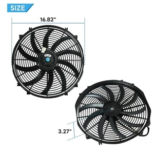 16" Electric 12V Radiator Slim Pull Fan 3000CFM 120W Thermostat Wiring Relay Kit - Picture 1 of 12