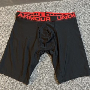 Mens Under Armour UA Boxer Brief Black Red Nice Medium M Underwear Long Length - Picture 1 of 6