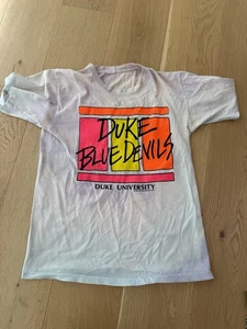 VTG Duke Blue Devils Neon 1989 Single Stich Tie Dye Tee Shirt Printline Apparel - Picture 1 of 11