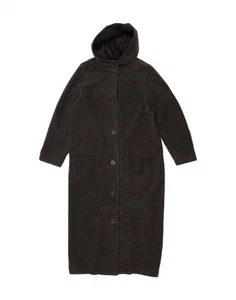 EDDIE BAUER Womens Tall Hooded Overcoat UK 14 Medium Grey Wool BE11 - Picture 1 of 3