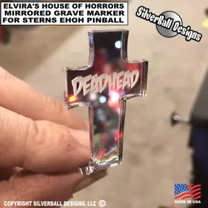 Elvira's House of Horrors Pinball MIRRORED Grave marker MOD - Stern - Foto 1 di 2
