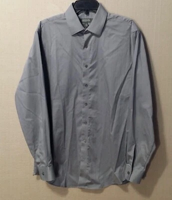 Mens Kenneth Cole Reaction Dress Shirt L 16 34-35 Gray Striped Wrinkle Free - Image 1 of 4
