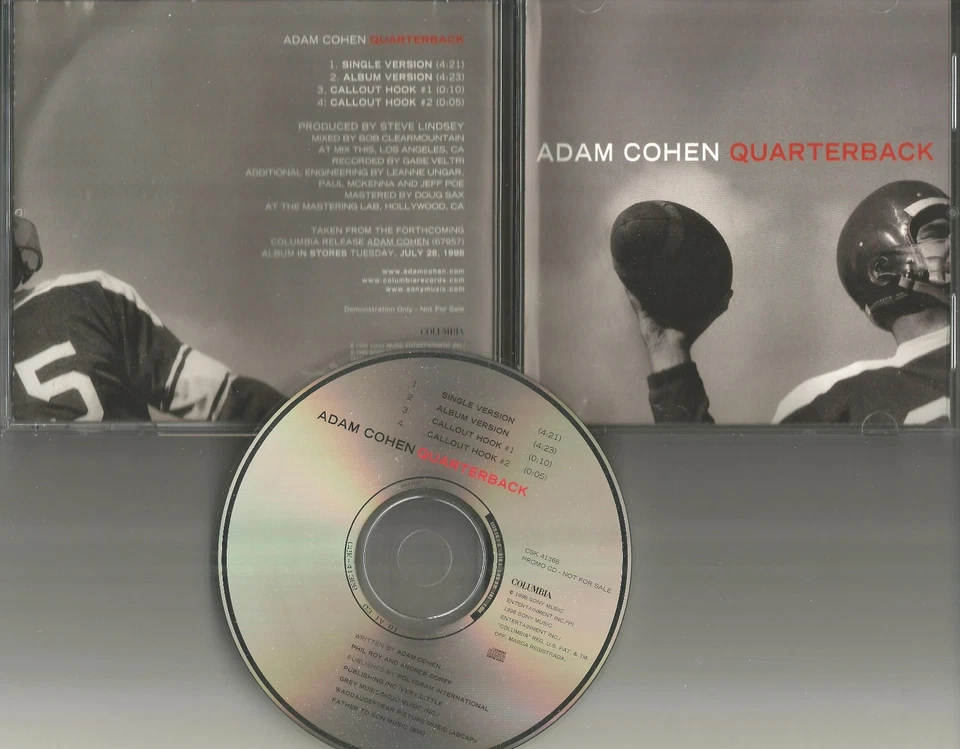 ADAM COHEN Quarterback FOOTBALL COVER PROMO CD Single Leonard Son Low Millions Foto 1 de 1