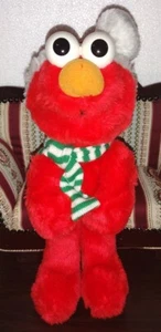 Tyco Sesame Street 15" Elmo + Scarf + Hat Holiday Stuffed Plush Christmas Toy H - Picture 1 of 6