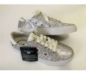 NWOB Nurse Mates Align Jewel Silver Glitter Lace Up Shoes 8M - Picture 1 of 9