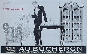 REKLAME AU BUCHERON XI LE FUMOIR SIGN RENE VINCENT VON 1925 AD PUB ART DECO - Bild 1 von 1
