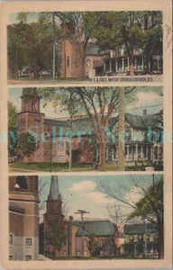 Oneonta NY - MULTI-VISTA DE M.E. & IGLESIA BAUTISTA - postal - Imagen 1 de 2