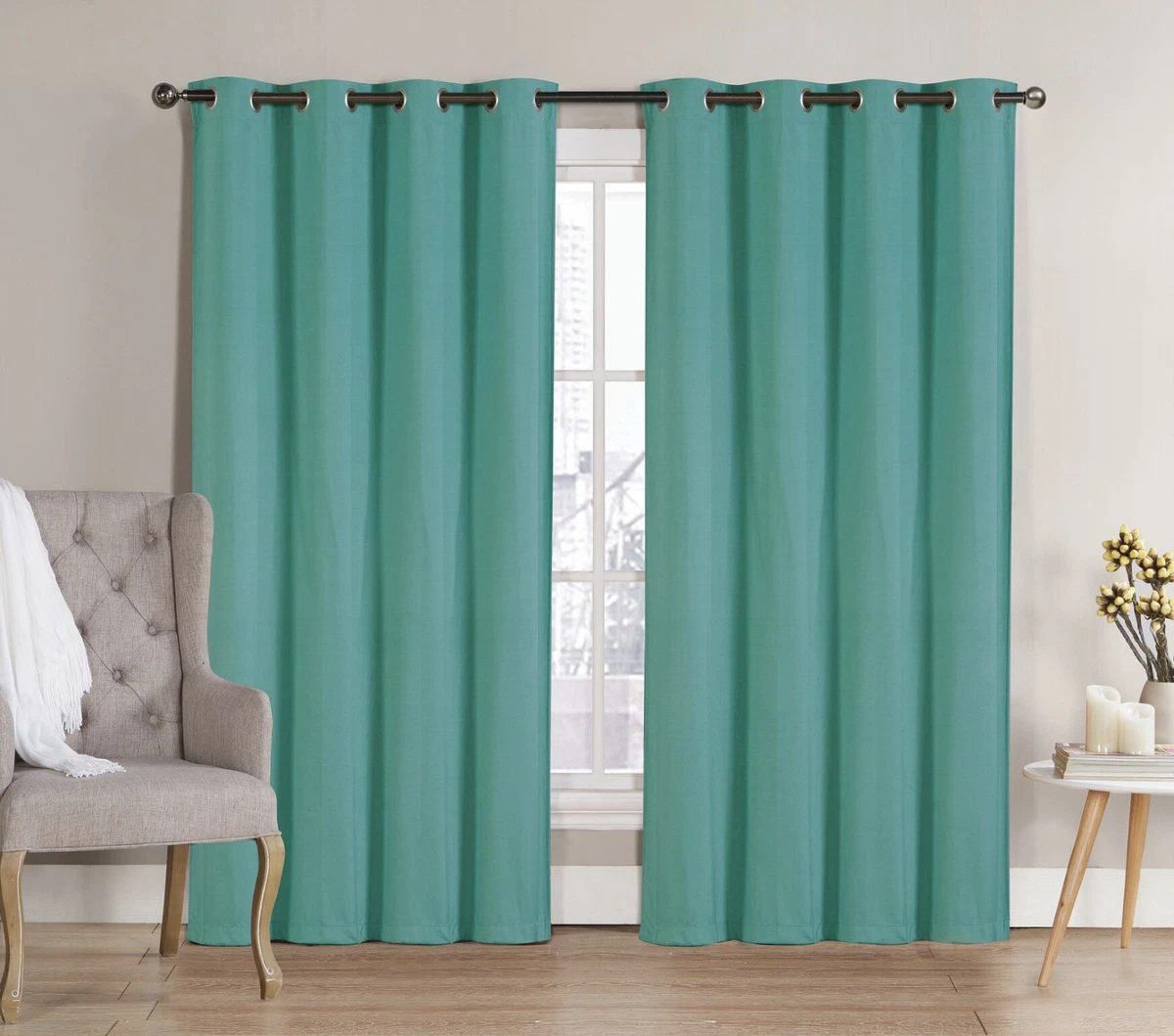 Dreams & Drapes - Indiana - Par De Cortinas Jacquard Con Ojales - 168 X 229 Cm (Ancho X Largo) En Color Plateado