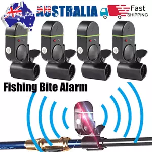 4PCS Electronic Fish Bite Sound Alarm LED Light Alert Bell Clip-On Fishing Rod - Picture 1 of 9