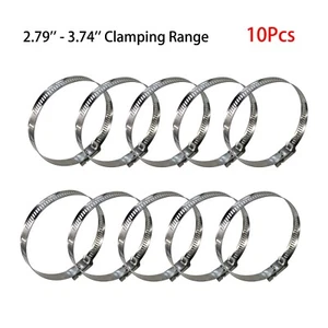 10Pcs Worm Gear Clamps 2.79'' - 3.74'' clamping range intercooler turbo pipe - Picture 1 of 9