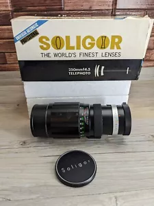 Lente teleobjetivo Soligor 250 mm f/4,5 universal automático profesional con caja - problema de lente - Imagen 1 de 17