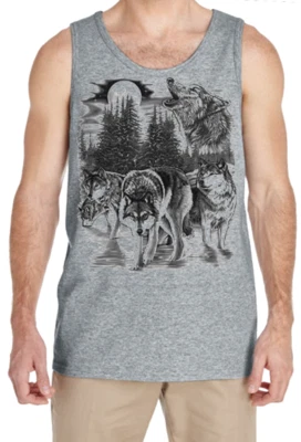 Wolf Moon Wolf Pack Nature Lover Hombres Camiseta sin mangas Ropa Regalo para él Foto 1 de 2