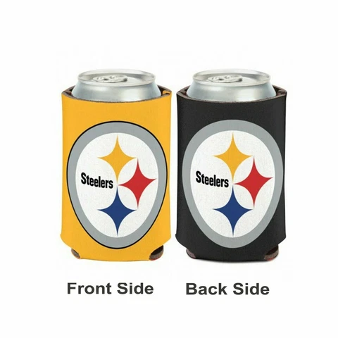 Licensed Football 2 Sided 12 oz Pittsburgh Steelers Can Cooler Koozie Cover