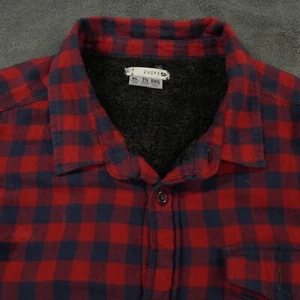 VTG Rusty Shirt Mens XL Red Blue Buffalo Check Shacket Flannel Winter Hit R Dot - Picture 1 of 14