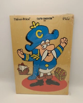 Fisher Price Cap'n Captain Crunch 9pc Wood Wooden Peg Puzzle Cereal Vintage  - Image 1 of 4