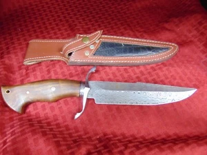 BIGCAT ROAR 8" Handmade Damascus Hunting Knife w/Sheath - Picture 1 of 3