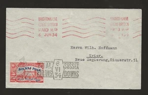 1934 GREAT BRITAIN rocket, vermilion stamp - SUSSEX DOWNS- 2C1a - Picture 1 of 2