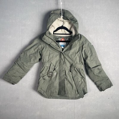 Columbia Omni-Tech Ski Jacket Girls Small Green Full Zip Parka Hooded Omni-Heat - Image 1 of 4