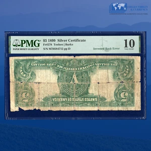 Fr.278 1899 $5 Silver Certificate "CHIEF NOTE", Inverted Back Error, PMG VG 10 - Picture 1 of 3