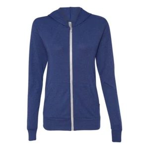 Bella + Canvas Unisex Full-Zip Lightweight Hoodie - Navy Triblend - Size XS - Picture 1 of 4