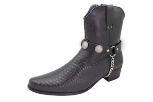Paar schwarze Stiefelriemen Tier Büffelanhänger Herren Damen Biker silber Metallkette - Bild 1 von 20