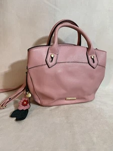 London Fog Belmont Satchel Rose Pink Leather Double Handle Handbag PiNK Purse - Picture 1 of 13