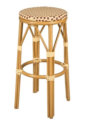 Beige & Maroon 30" Full Height Bistro Barstool by Chivari - Image 1 of 4